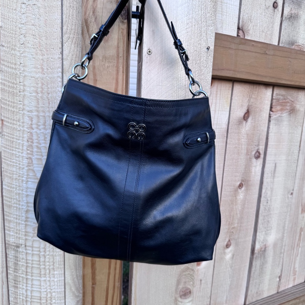 Black Leather Coach Collette Shoulder Bag